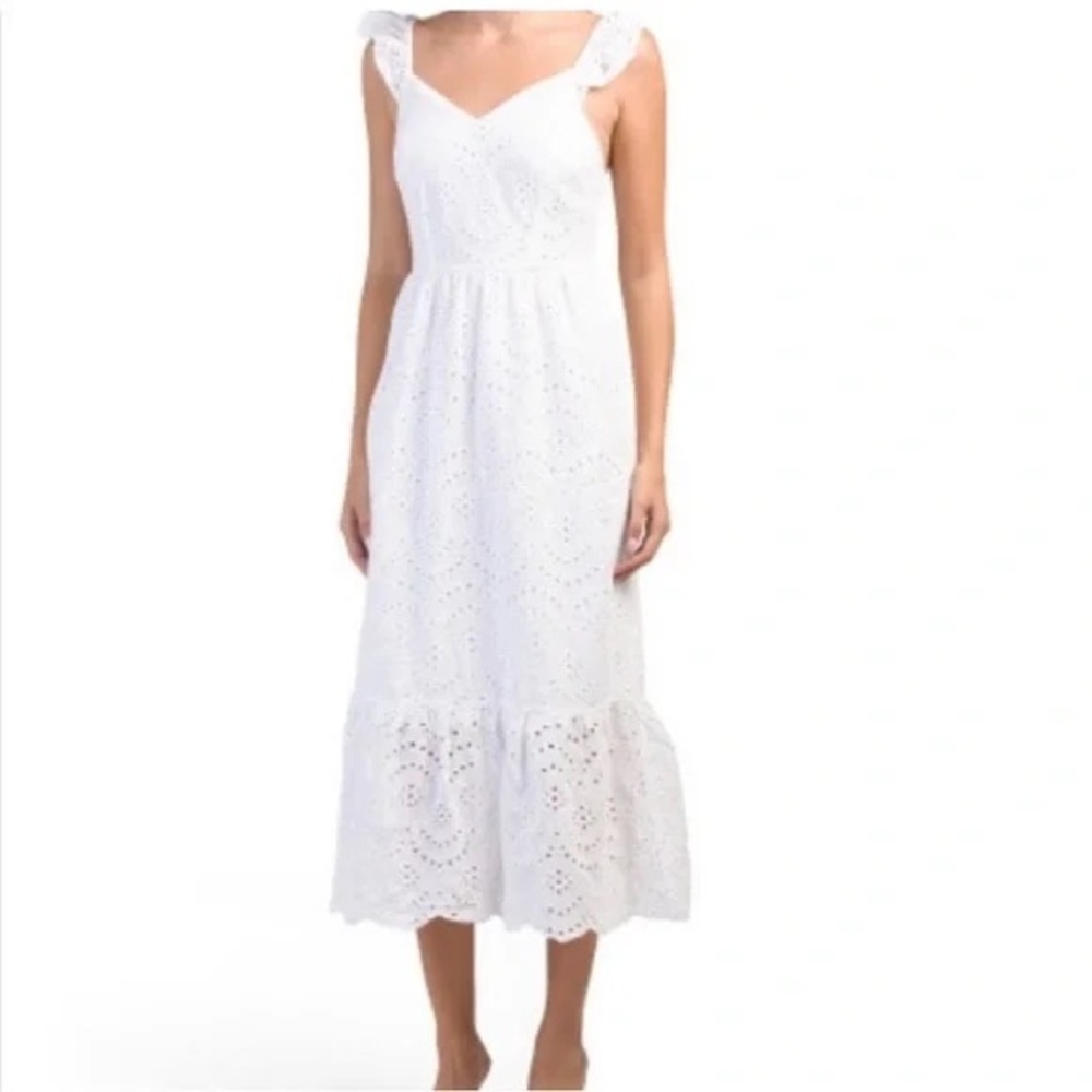 Sincerely Jules White Eyelet Midi Dress